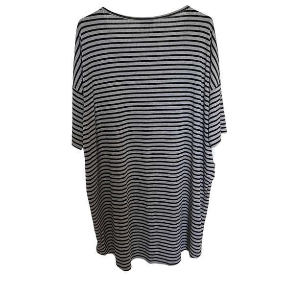 LulaRoe Dress Size XL Hi Low Striped Round Neck Black‎ Grey Knee Length - Picture 3 of 4